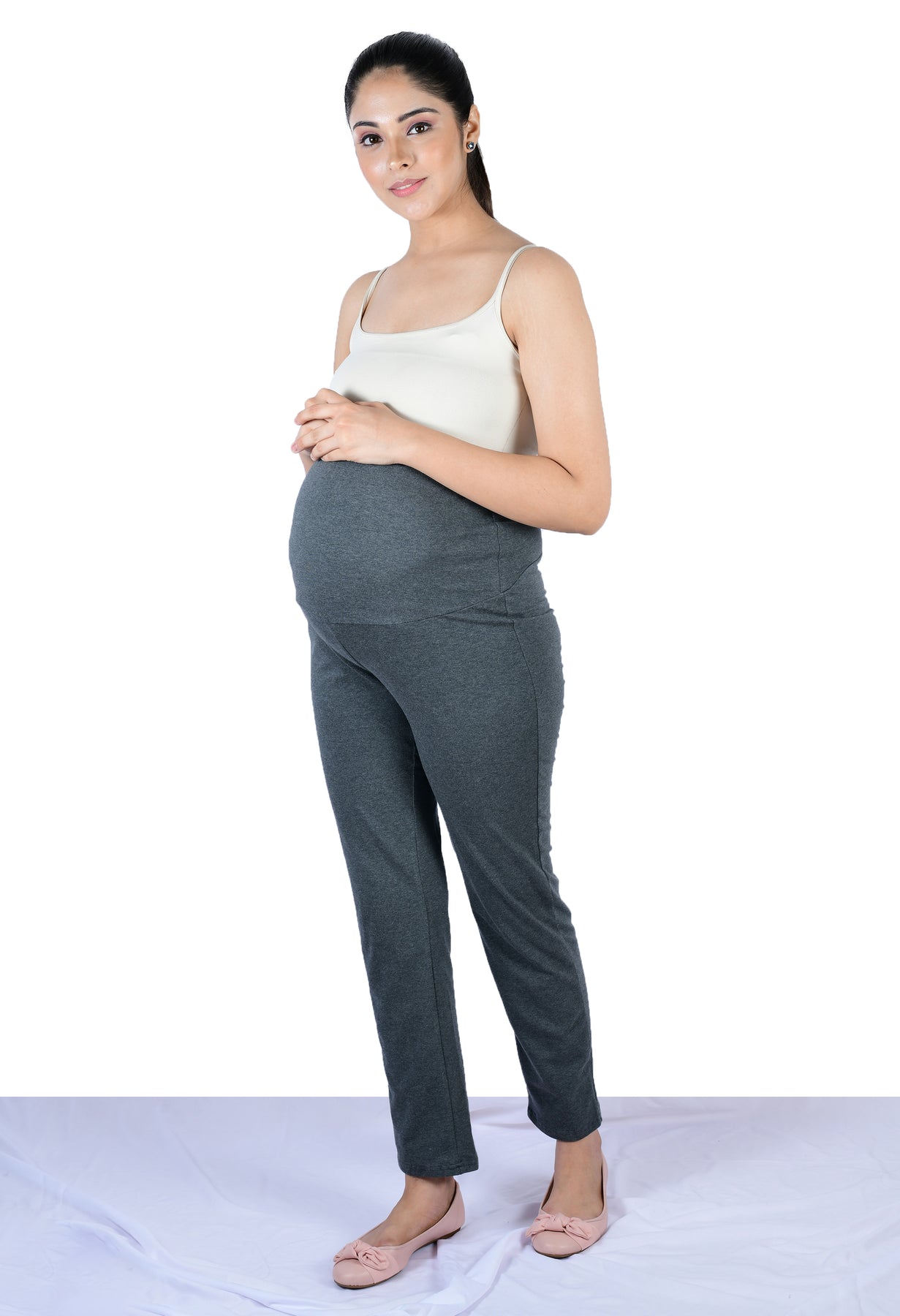 Women Maternity Joggers Side Pocket Detail - Grey